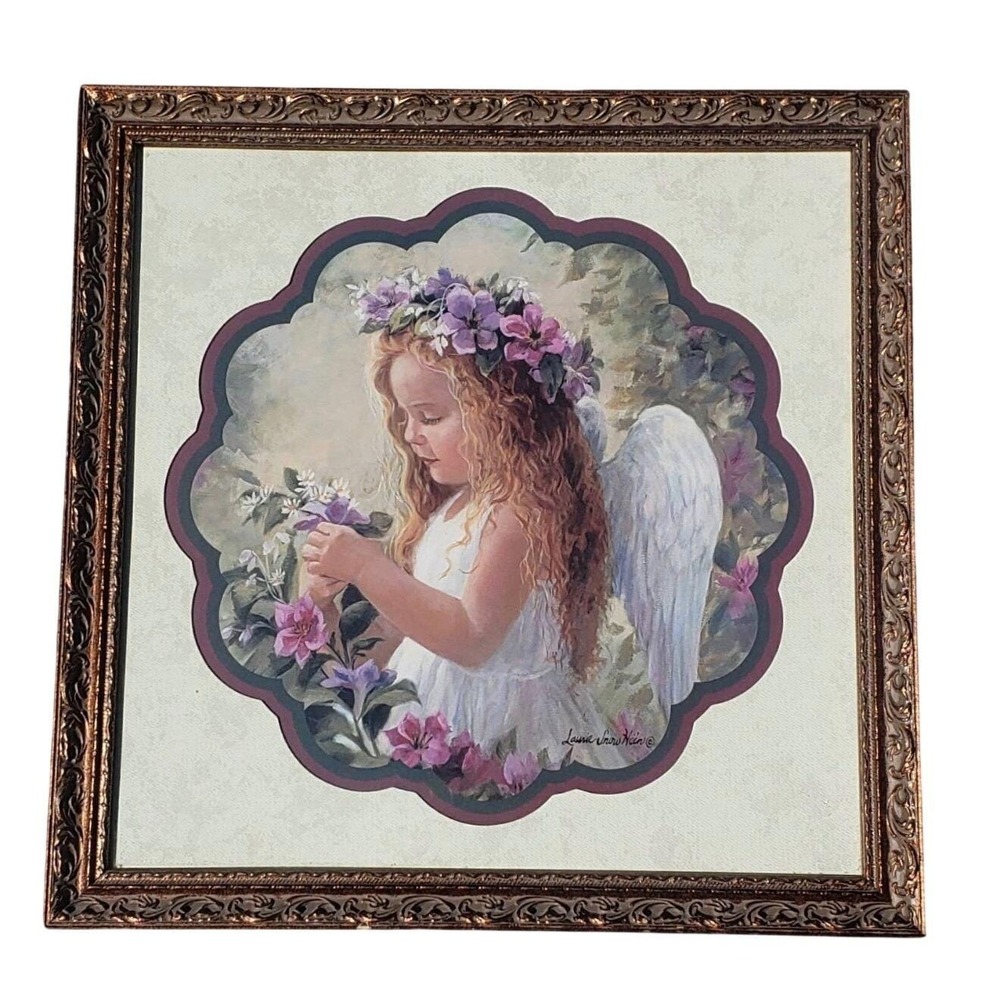 Laurie Snow Hein Little Angel Framed Art Print Home Interiors Bronze Frame 12x12